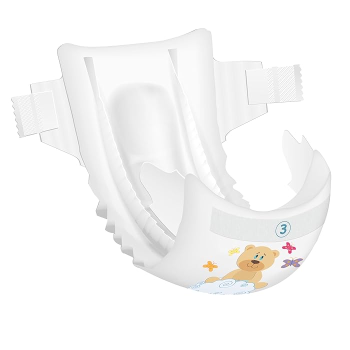 طراحی ارگونومیک جهت راحتی کودک حین خواب یا بازی کردن در پوشک چسبی ضد حساسیت بامبو به دقت بررسی گردیده و طبق شکل بدن کودک یا نوزاد تولید گردیده.