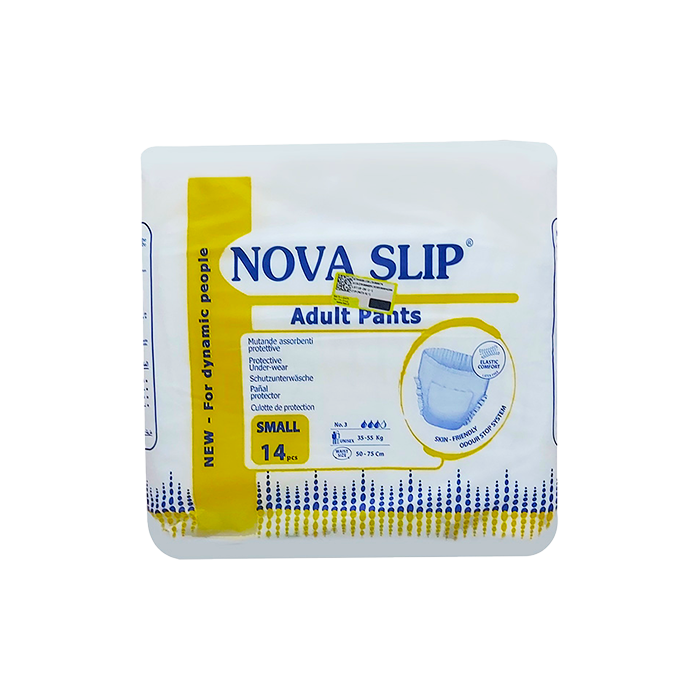 معرفی پوشک شورتی بزرگسال نوا اسلیپ سایز متوسط( nova slip size medium) پوشک بزرگسال شورتی نوا اسلیپ سایز متوسط 14 عددی است. فروش آنلاین پوشینه بزرگسال نوا اسلیپ در فروشگاه ما با بهترین قیمت است. این پوشینه بی اختیاری مدل شورتی است. ساخت کشور ایتالیا است. کیفیت مواد استفاده شده در تولید آن بالا است. قدرت جذب بسیار بالایی دارد. خصوصیات پوشک بزرگسال نوا اسلیپ متوسط در بسته بندی 14 عددی قرار دارد. مدل پوشینه بی اختیاری از نوع شورتی است. مناسب فردی با دور کمر 70 تا 100 سانتی متر است. مناسب برای افرادی با وزن 40 تا 70 کیلوگرم بسیار نرم و لطیف است. مناسب با آناتومی بدن افراد طراحی شده است.
